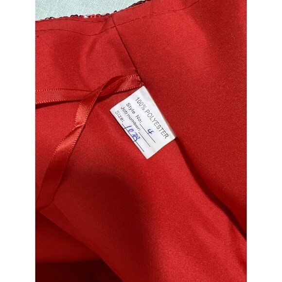 Long Red Sequin Dress with Corset Back Sweetheart Neckline Size Medium - Picture 8 of 9